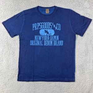 PRPS GOODS&CO Blue Graphic T Shirt "New York Japan Original Denim Brand" Mens XL